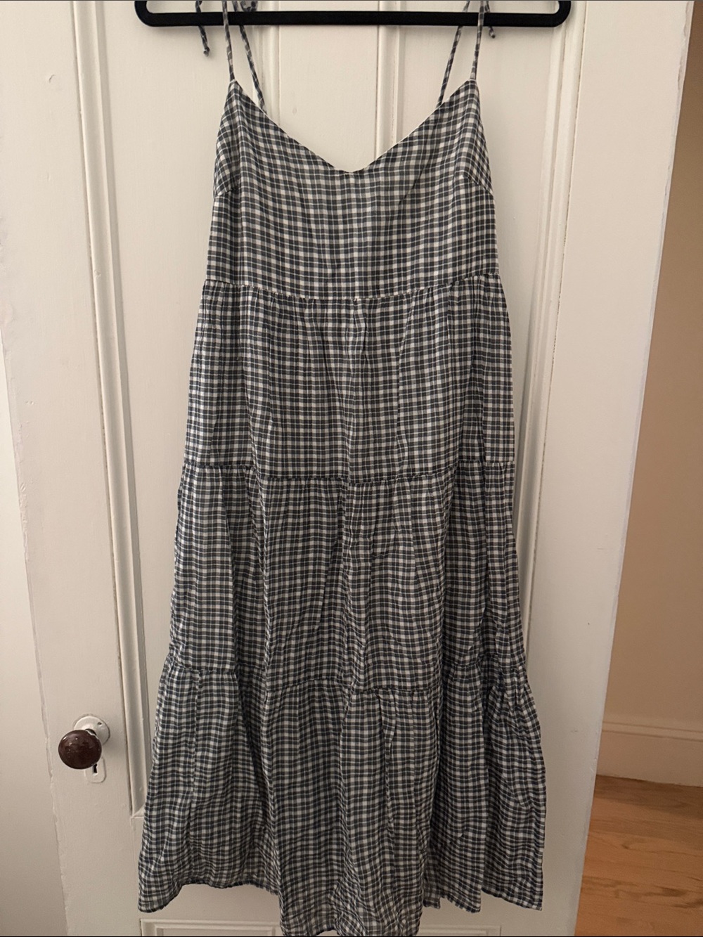 Abercrombie & Fitch Black and White Gingham Tiered Maxi Dress